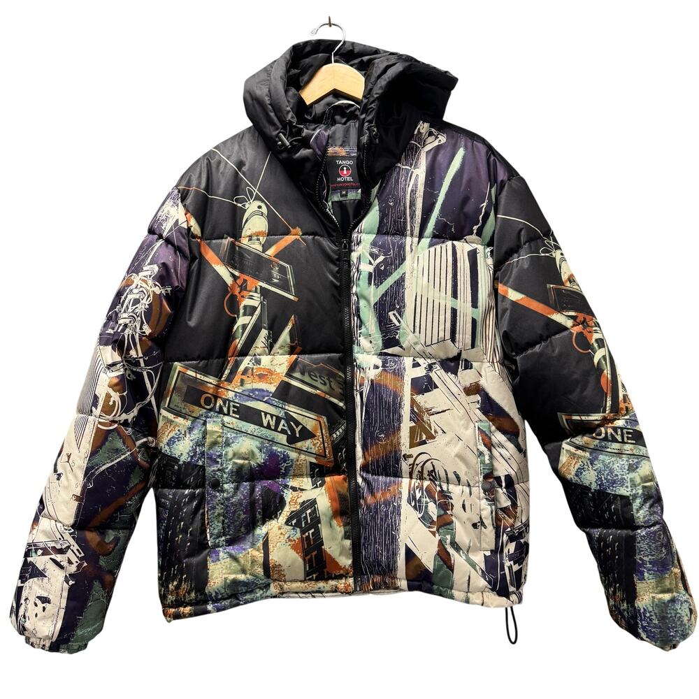 Tango Hotel Puffer Jacket Art to Wear Graffiti Streetz Streetwear Mens‎ Medium
